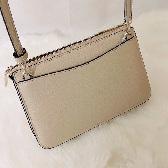 NWT Kate Spade Leila Colorblock sand white leather crossbody wallet Bag - Picture 9 of 11